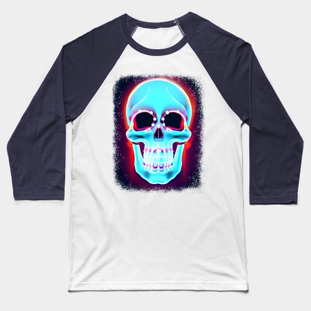 Glowing Skull Baseball T-Shirt by rajjuneja